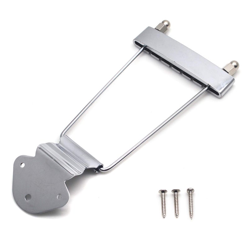 FarBoat 6-String Trapeze Tailpiece Bridge Metal Replacement Accessories for LP Jazz Archtop Guitar with Screws (Silver) - Image 1